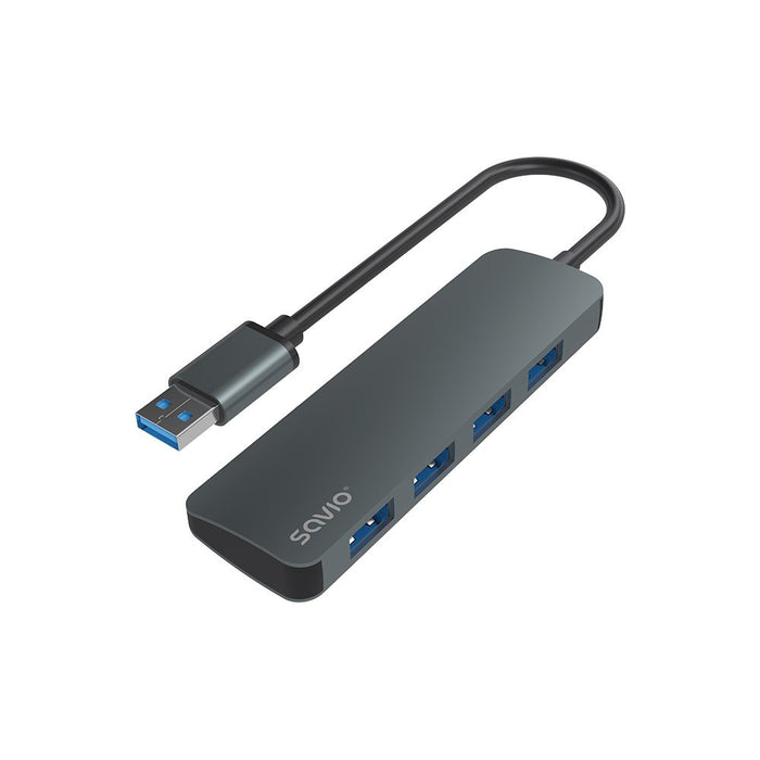 EAN 5901986047728 - Savio Hub 4 x USB-A 3.1 Gen 1 AK-53 USB 3.2 Gen 1 (3.1 Gen 1) Type-A 1000 Mbit/s Negro imagen 2