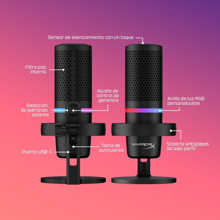 EAN 0196188046449 - HyperX DuoCast - USB Microphone (Black) - RGB Lighting Micrófono para videoconsola imagen 8