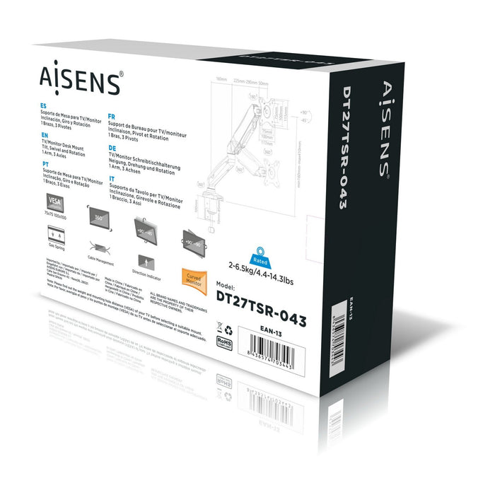 EAN 8436574703443 - AISENS DT27TSR-043 soporte para monitor 81,3 cm (32") Escritorio Negro imagen 8