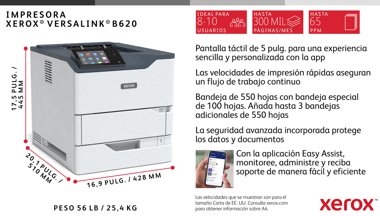 EAN 0095205040852 - Xerox VersaLink B620V_DN impresora láser 1200 x 1200 DPI imagen 11