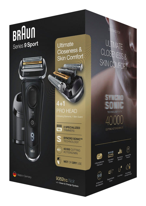EAN 8700216020251 - Braun Series 9 9352cc Sport Máquina de afeitar de láminas Recortadora Negro, Gris imagen 3