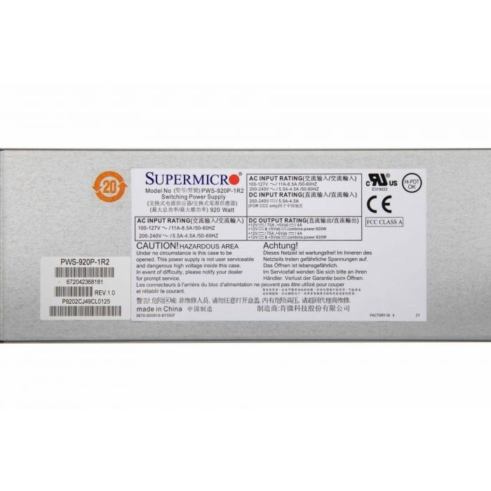 EAN 8015747190916 - Supermicro PWS-920P-1R2 unidad de fuente de alimentación 920 W 1U imagen 3