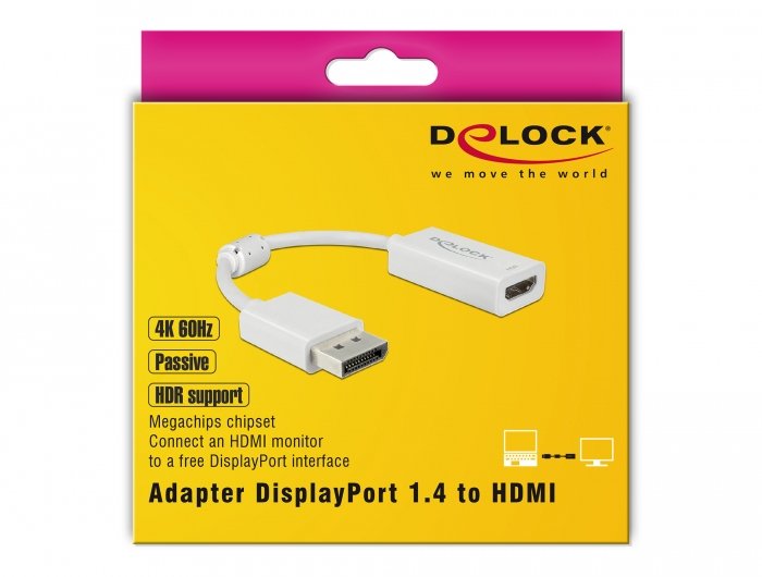 EAN 4043619639366 - DeLOCK 63936 adaptador de cable de vídeo 0,1 m DisplayPort HDMI Blanco imagen 2