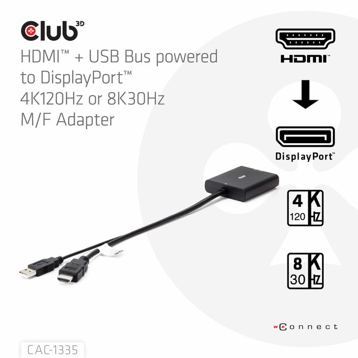 EAN 8719214472498 - CLUB3D CAC-1335 adaptador de cable de vídeo 1 m HDMI + USB DisplayPort imagen 4