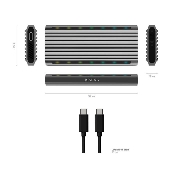 EAN 8436574706369 - AISENS ASM2-RGB011GR caja para disco duro externo Caja externa para unidad de estado sólido (SSD) imagen 4