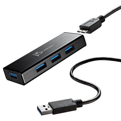 EAN 0847626000355 - j5create JUH340 USB 3.2 Gen 1 (3.1 Gen 1) Micro-B 5000 Mbit/s Negro imagen 1