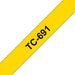 EAN 4977766050753 - Brother TC-691 cinta para impresora de etiquetas Negro sobre amarillo imagen 1