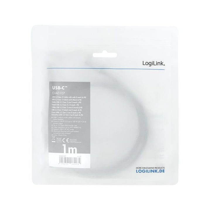 EAN 4052792062274 - LogiLink CUA0107 cable USB USB 3.2 Gen 2 (3.1 Gen 2) 1 m USB C Negro, Gris imagen 3