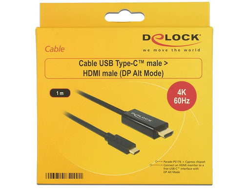 EAN 4043619852901 - DeLOCK 85290 adaptador de cable de vídeo 1 m USB Tipo C HDMI Negro imagen 2