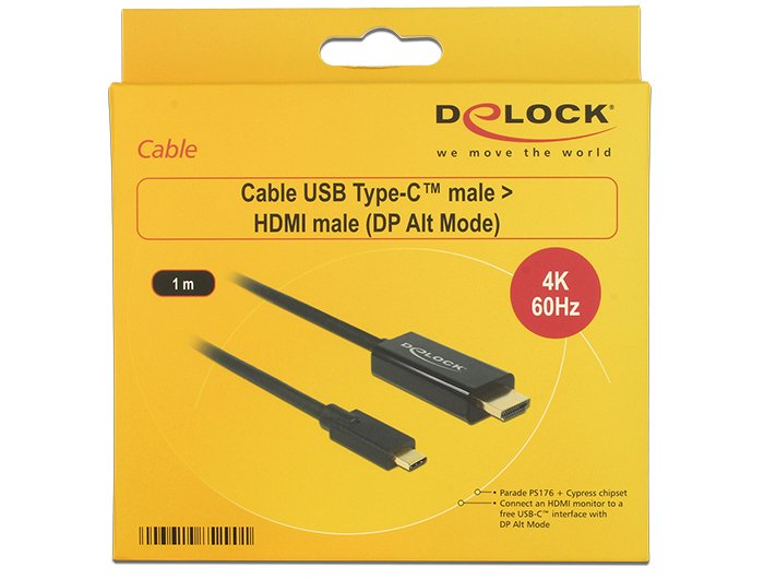 EAN 4043619852901 - DeLOCK 85290 adaptador de cable de vídeo 1 m USB Tipo C HDMI Negro imagen 2