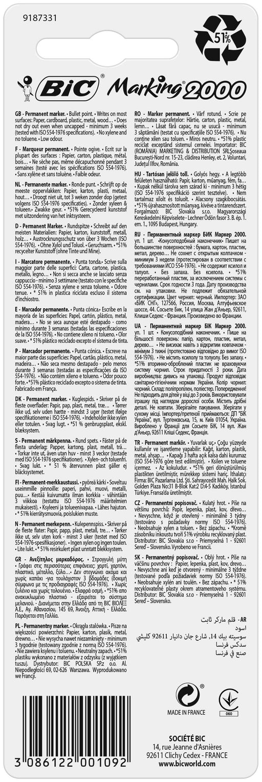 EAN 3086122001092 - BIC Marking 2000 Ecolutions marcador 1 pieza(s) Punta redonda Negro imagen 2