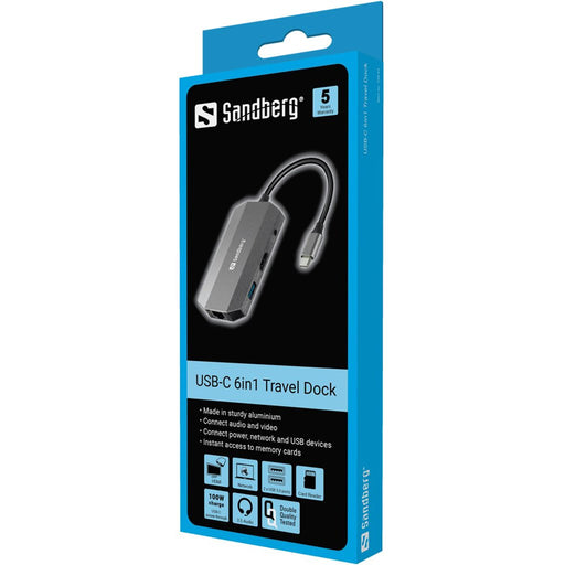 EAN 5705730136337 - Sandberg 136-33 base para portátil y replicador de puertos Alámbrico USB 3.2 Gen 1 (3.1 Gen 1) Type-C Gri imagen 2