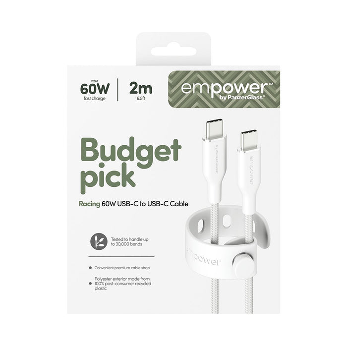 EAN 5715685027642 - PanzerGlass empower by ® Racing 60W USB-C to USB-C Cable | USB 2.0 | 2M | Silver White cable USB Blanco imagen 3