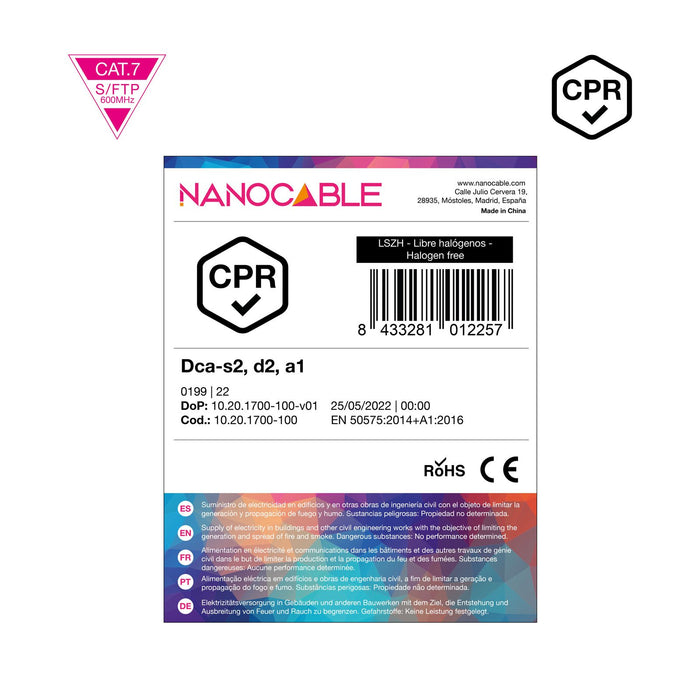 EAN 8433281012257 - Nanocable 10.20.1700-100 cable de red Cat7 SF/UTP (S-FTP) imagen 6