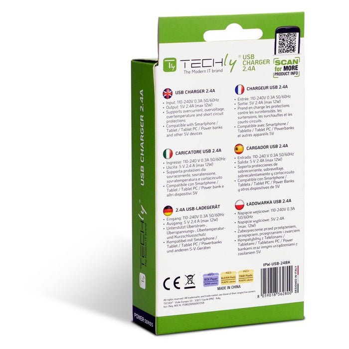 EAN 8059018362800 - Techly IPW-USB-24BK cargador de dispositivo móvil Universal Negro Corriente alterna Interior imagen 9