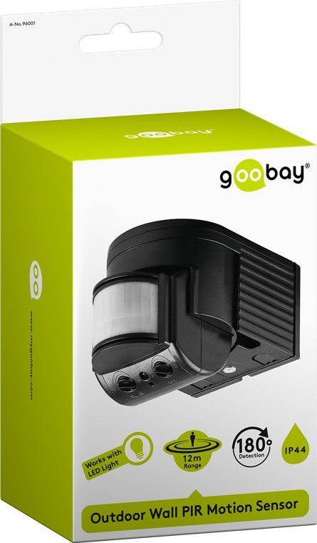 EAN 4040849960017 - Goobay 96001 detector de movimiento Sensor infrarrojo pasivo (PIR) Alámbrico Pared Negro imagen 2