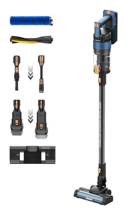 EAN 8414234489456 - Taurus HVCA7301B Aspiradora escoba 2 en 1 Batería Seca y húmeda HEPA Sin bolsa 0,6 L 415 W Negro, Azul imagen 1