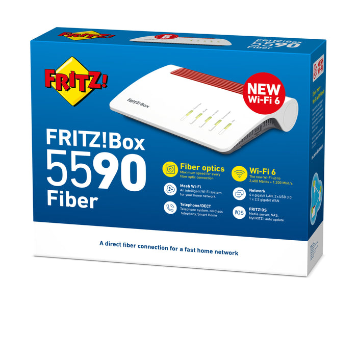 EAN 4023125030154 - Box FRITZ! 5590 Fiber XGS-PON router inalámbrico Gigabit Ethernet Doble banda (2,4 GHz / 5 GHz) Blanco imagen 4