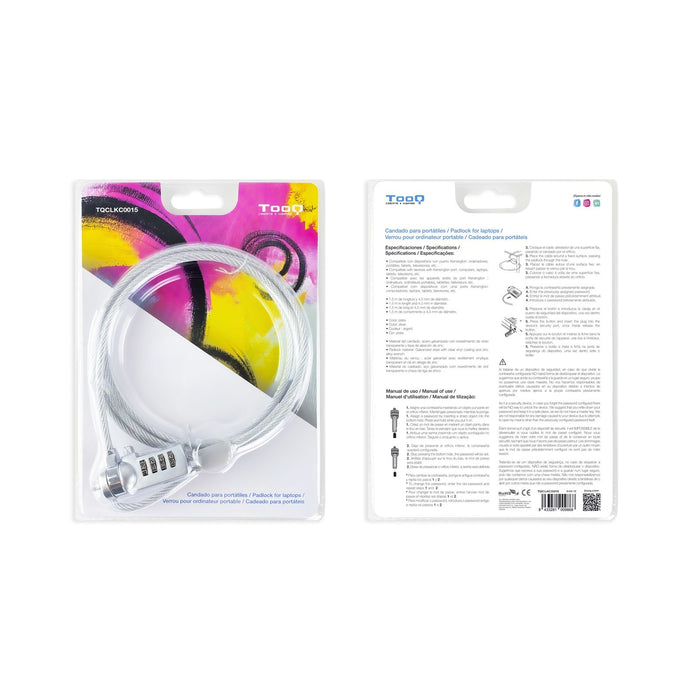 EAN 8433281009868 - TooQ TQCLKC0015 cable antirrobo Plata 1,5 m imagen 9