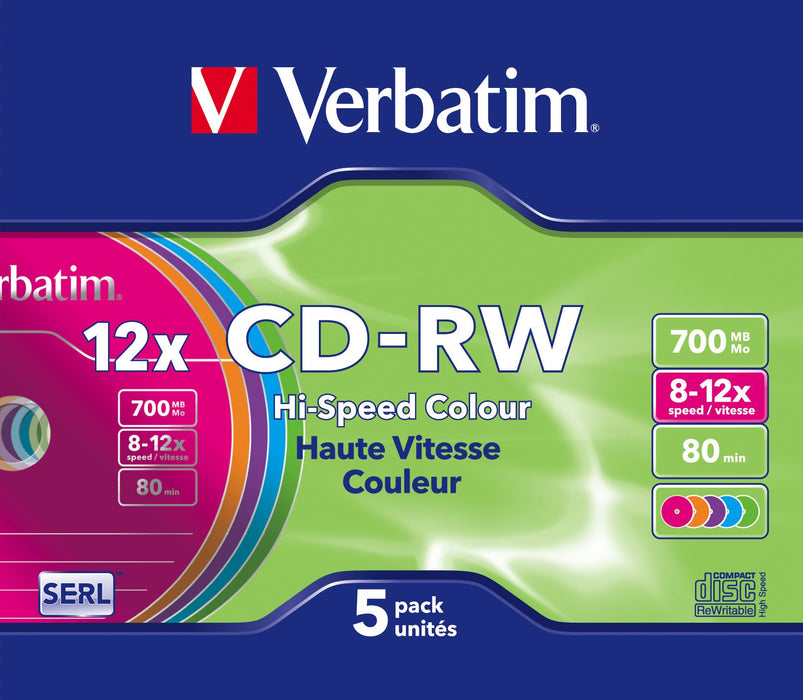 EAN 0023942431671 - Verbatim CD-RW Colour 12x 700 MB 5 pieza(s) imagen 1