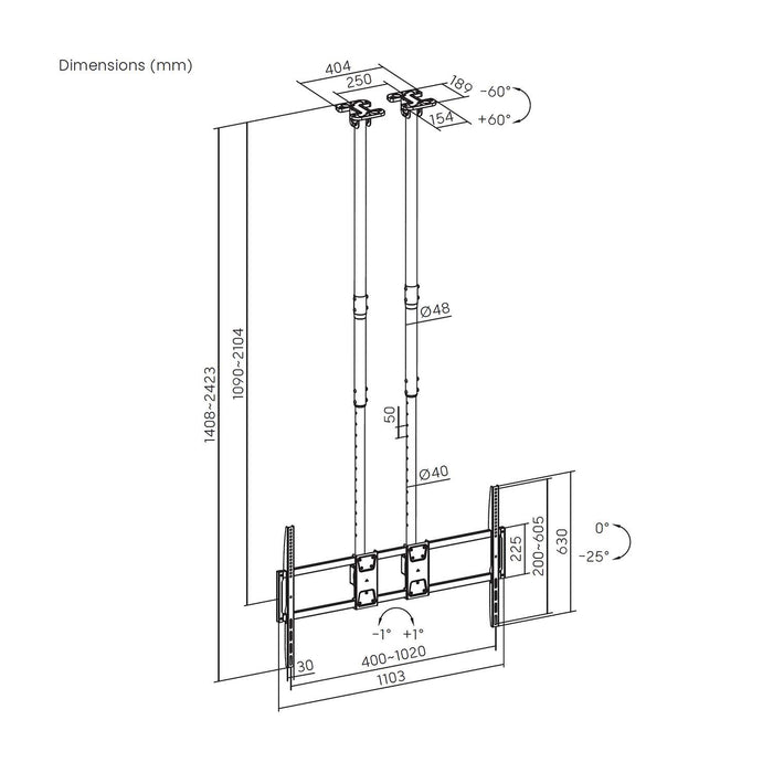 EAN 8435739903636 - AISENS CT120TLE-395 soporte para TV 3,05 m (120") imagen 6