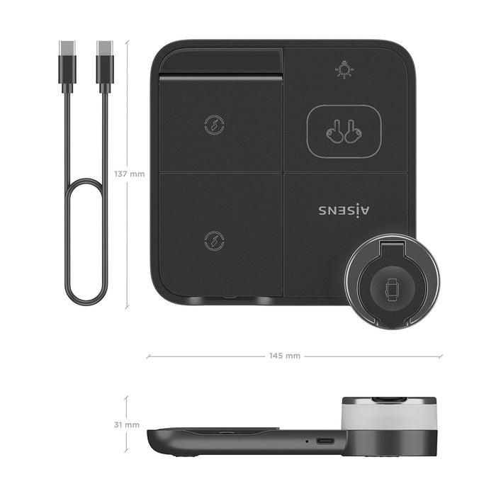 EAN 8435739903490 - AISENS ASCH-15W4WC062-BK cargador de dispositivo móvil Auriculares, Smartphone, Reloj inteligente Cargado imagen 5