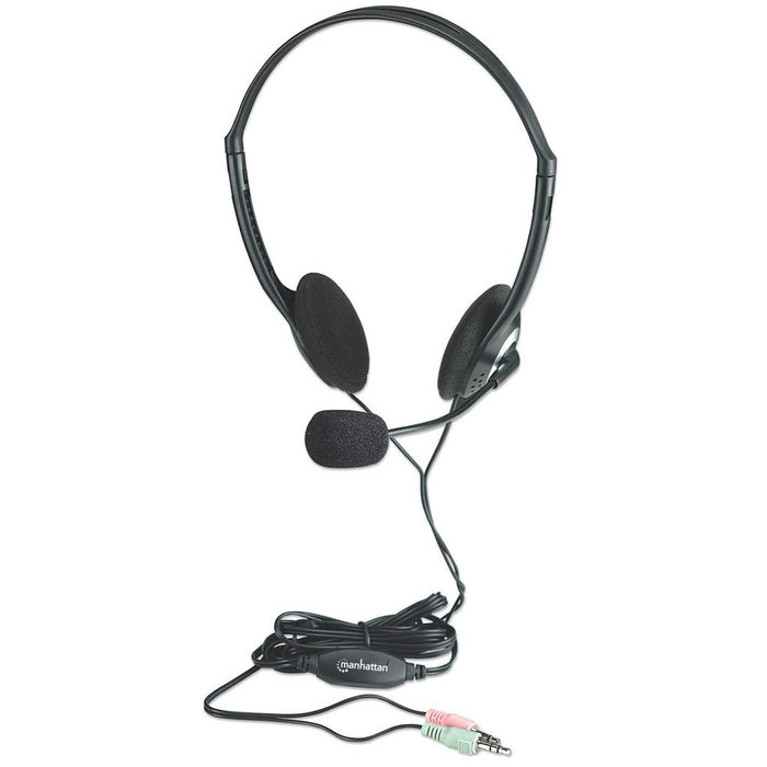 EAN 0766623164429 - Manhattan 164429 auricular y casco Auriculares Alámbrico Diadema Llamadas/Música Negro, Plata imagen 1