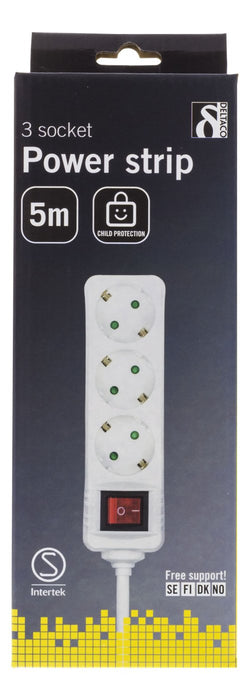 EAN 7340004689065 - Deltaco GT-116D base múltiple 5 m 3 salidas AC Interior Blanco imagen 3