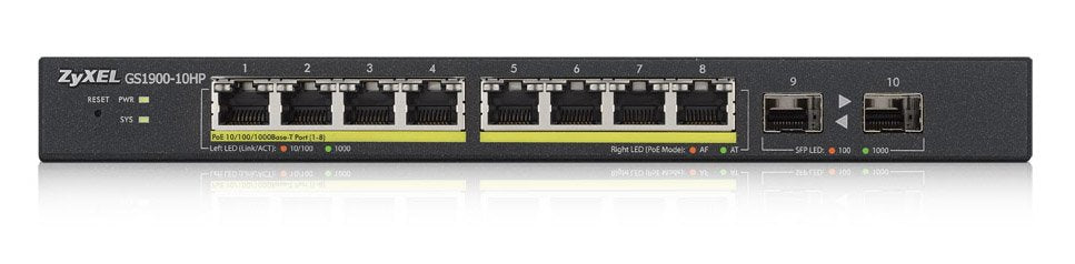 EAN 0760559129453 - Zyxel GS1900-10HP switch Gestionado L2 Gigabit Ethernet (10/100/1000) Energía sobre Ethernet (PoE) Negro imagen 4