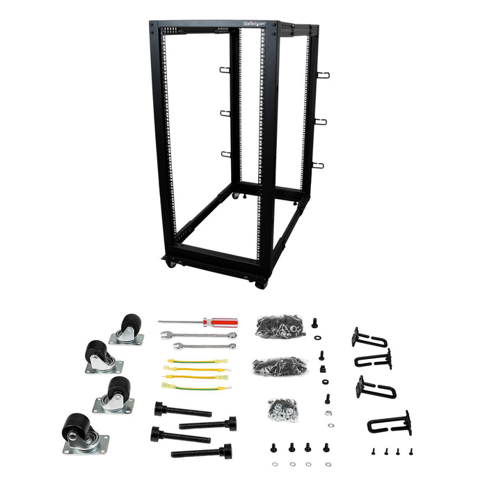 EAN 0065030858519 - StarTech.com 4POSTRACK25U armario rack Rack o bastidor independiente Negro imagen 7