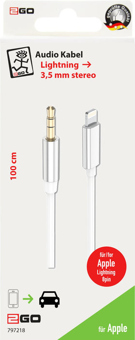 EAN 4010425972185 - 2GO 797218 cable de audio 1 m 3,5mm Lightning Blanco imagen 2