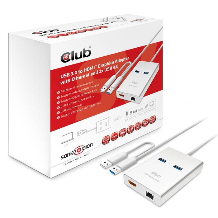 EAN 8719214470371 - CLUB3D USB 3.0 to HDMI™ Graphics + Ethernet + 2 x USB 3.0 imagen 1