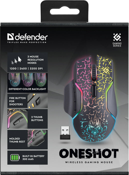 EAN 4745090820492 - Defender Oneshot GM-067 ratón Juego mano derecha RF Wireless + USB Type-C Óptico 3200 DPI imagen 10