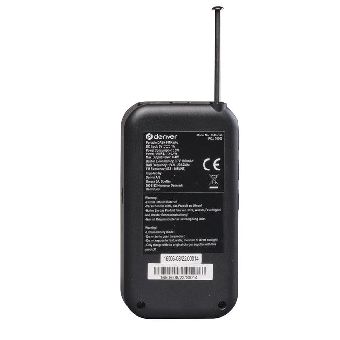 EAN 5706751066276 - Denver DAH-126 Personal Analógico y digital Negro imagen 4