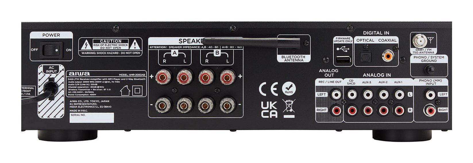 EAN 8435256898033 - Aiwa AMR-200DAB/BK amplificador de audio 2.0 canales Hogar Negro imagen 7