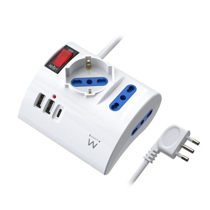 EAN 8052101433708 - Ewent EW3868 base múltiple 2 m 3 salidas AC Interior Blanco imagen 1