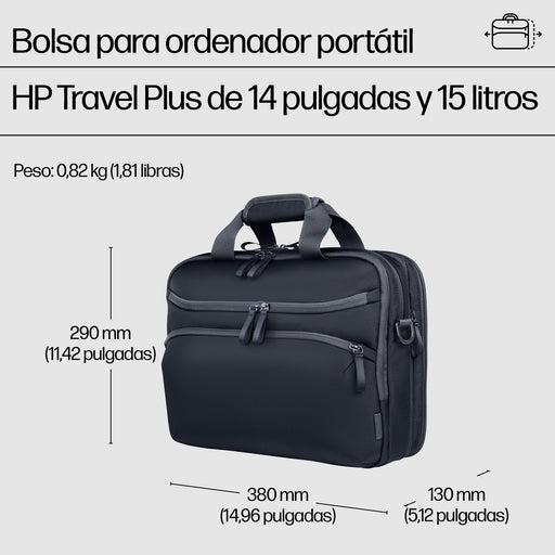 EAN 0198122966905 - HP Travel Plus 15 Liter 14 Laptop Bag 35,8 cm (14.1") Maletín Azul, Grafito imagen 2