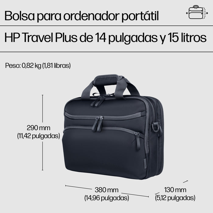 EAN 0198122966905 - HP Travel Plus 15 Liter 14 Laptop Bag 35,8 cm (14.1") Maletín Azul, Grafito imagen 2