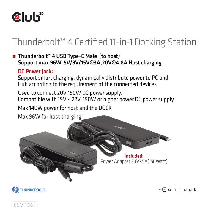 EAN 8719214472603 - CLUB3D CSV-1581 base para portátil y replicador de puertos Thunderbolt 4 Negro imagen 13