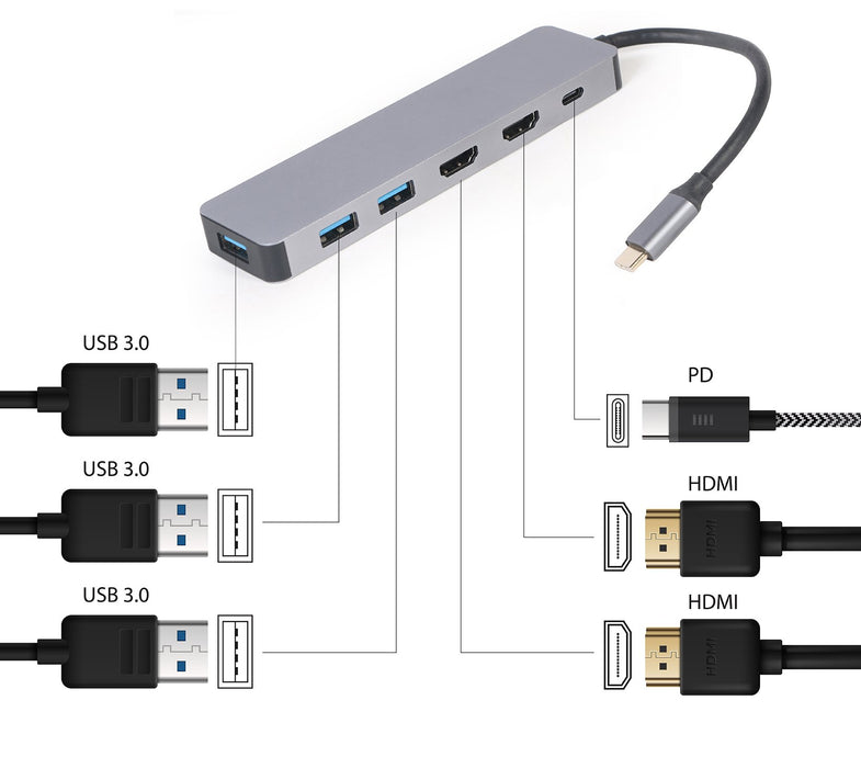 EAN 8716309127080 - Gembird A-CM-COMBO3-03 hub de interfaz USB 3.2 Gen 1 (3.1 Gen 1) Type-C 5000 Mbit/s Gris imagen 4
