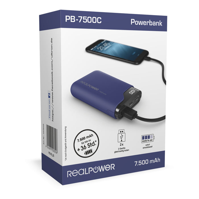 EAN 4040895008206 - RealPower PB-7500C Navy Blue 7500 mAh Negro, Azul imagen 6