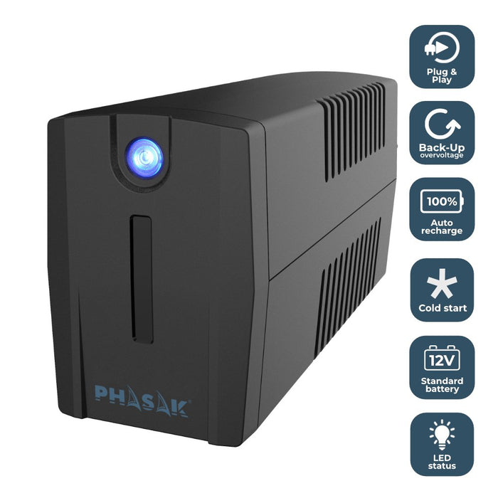 EAN 5605922001934 - Phasak PH 7288 sistema de alimentación ininterrumpida (UPS) Línea interactiva 0,88 kVA 480 W 2 salidas AC imagen 4