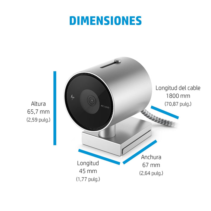 EAN 0196068595685 - HP 950 4K Webcam cámara web 3840 x 2160 Pixeles USB 3.2 Gen 1 (3.1 Gen 1) Negro, Plata imagen 16