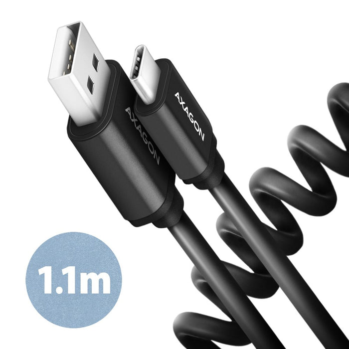 EAN 8595247906229 - Axagon Data and charging USB 2.0 cable length 1.1 m. 3A. Black twisted. cable USB 1,1 m USB A USB C Negro imagen 1