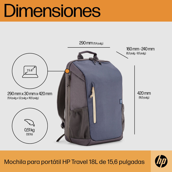 EAN 0196548661107 - HP Travel 18 Liter 15.6 Blue Night Laptop Backpack 39,6 cm (15.6") Negro, Azul imagen 4
