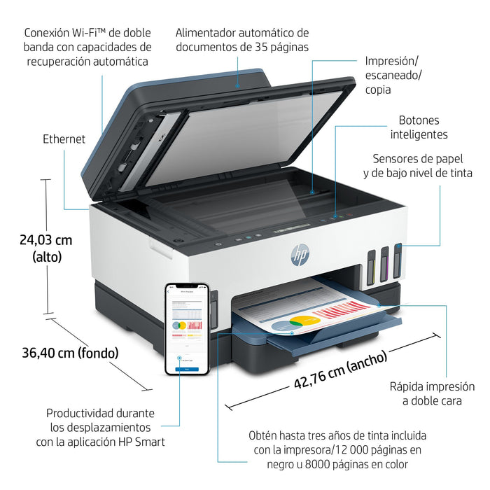 EAN 0195908302520 - HP Smart Tank 7306 All-in-One Printer Inyección de tinta térmica A4 4800 x 1200 DPI 15 ppm Wifi imagen 7