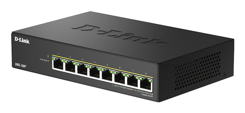 EAN 790069476839 - D-Link DMS-108P/E switch No administrado 2.5G Ethernet (100/1000/2500) Energía sobre Ethernet (PoE) Negro imagen 3