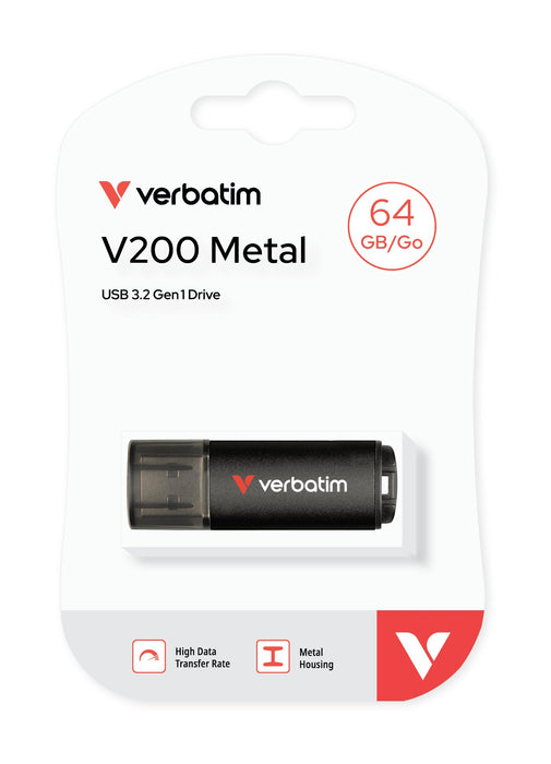 EAN 0023942302117 - Verbatim V200 Metal USB Drive 64GB unidad flash USB USB tipo A 3.2 Gen 1 (3.1 Gen 1) Negro imagen 2