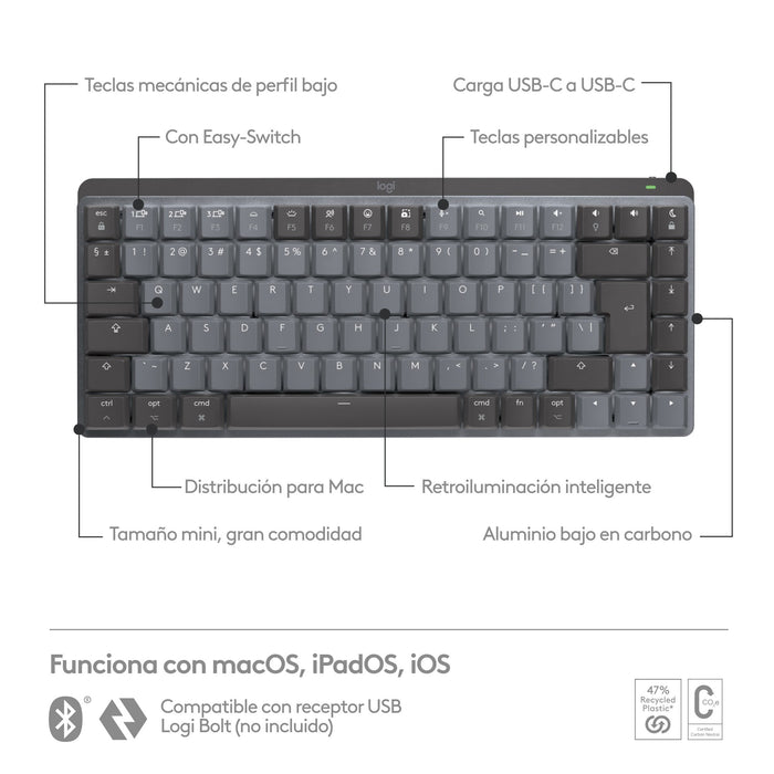 EAN 5099206103368 - Logitech 920-010837 teclado Oficina Bluetooth QWERTY Internacional de EE.UU. Grafito, Gris imagen 10