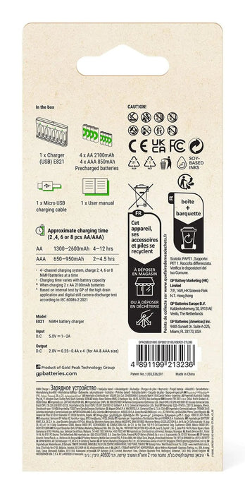 EAN 4891199223389 - GP Batteries ReCyko+ E821 cargador de batería Pilas de uso doméstico USB imagen 4